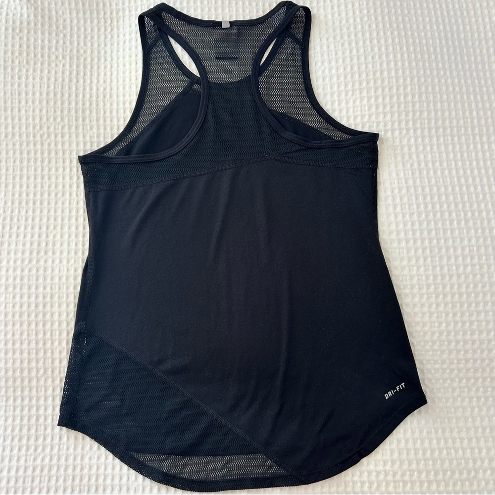 NIKE Dri-FIT Black Mesh Racerback Tank Top - Picture 2 of 5